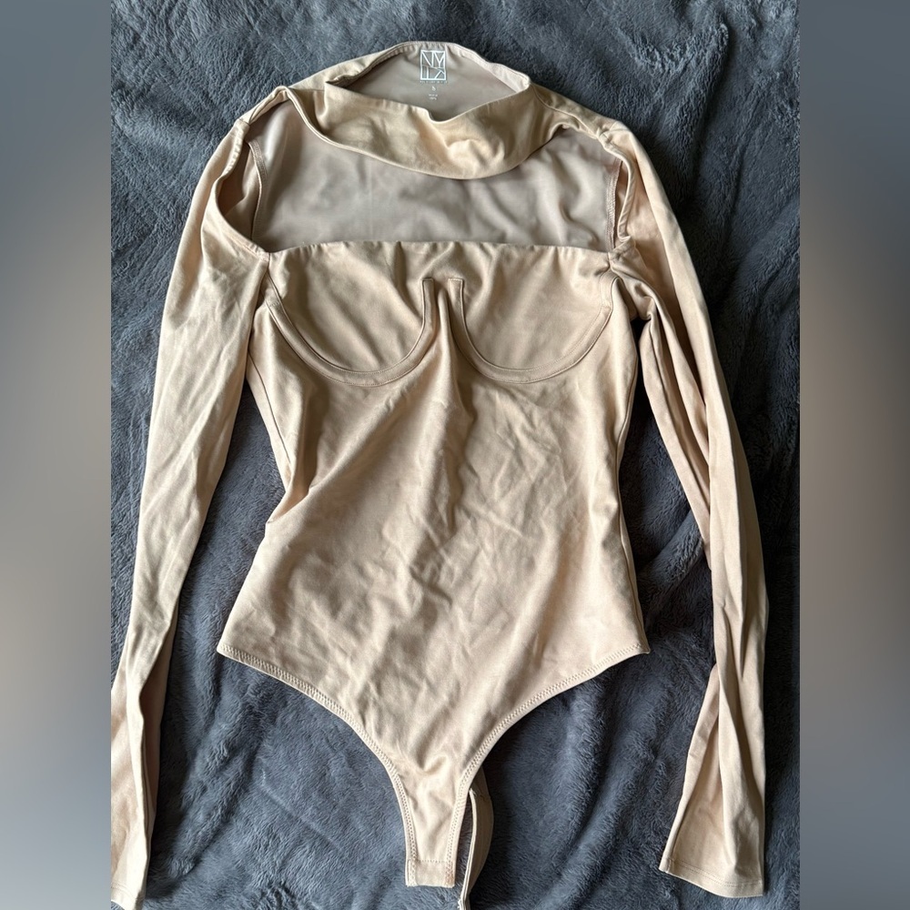 Elegant Cream Long Sleeve Bodysuit - Picture 1 of 4